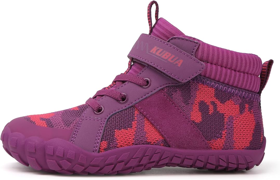 KUBUA Kids High Top Barefoot Shoes Boys Girls Minimalist Sneakers Lightweight Comfort Zero Drop Shoes Toddler Little Big Kid