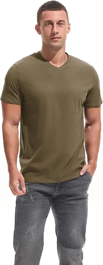 VEIISAR Premium V Neck T Shirts for Men - Modern Fitted Tees Vneck Undershirts