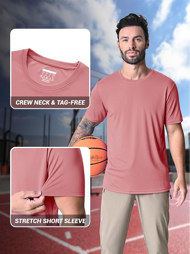 MAGCOMSEN Men's Short Sleeve UPF 50+ T-Shirt Quick Dry Rash Guard Athletic Running Swim Top Tee Performance Water Shirts