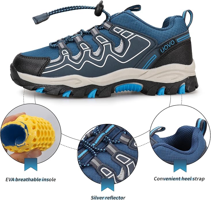 Kids Boys Running Shoes Waterproof Non-Slip Breathable Low-Top Outdoor Hiking Walking Sneakers (Little/Big Kids)