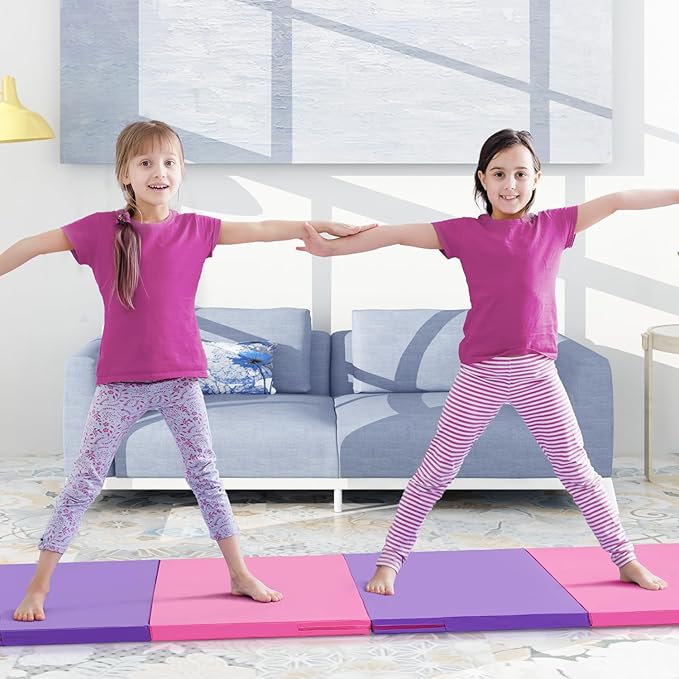 ZENOVA Gymnastics Mat 6'x3'x2''/4'x8'x2'' Exercise Mat Gym Mat for Home Aerobics Workout Foldable Tumbling Mat Children Gifts