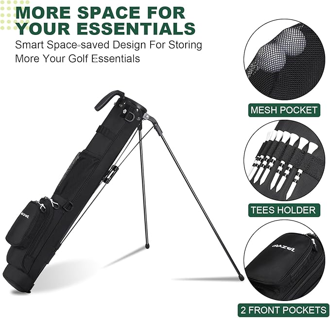 MAZEL Lightweight Golf Bag for Men – Easy to Carry Golf Clubs Bag with Shoulder Strap,Pitch n Putt Golf Stand Bag for Driving Range,Par 3 and Executive Courses - Fit Up to 8 Clubs
