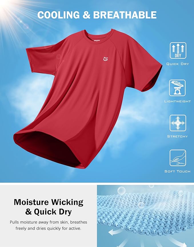 G Gradual Men's Workout Athletic T-Shirts Moisture Wicking Cooling Running Shirts Short Sleeve Performance Tee for Gym Tennis