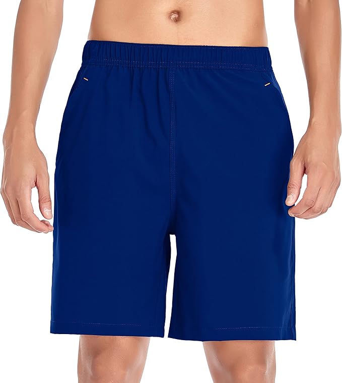 Men's Gym Shorts Sports Quick Dry Workout Running or Casual Training Short with Zipper Pockets