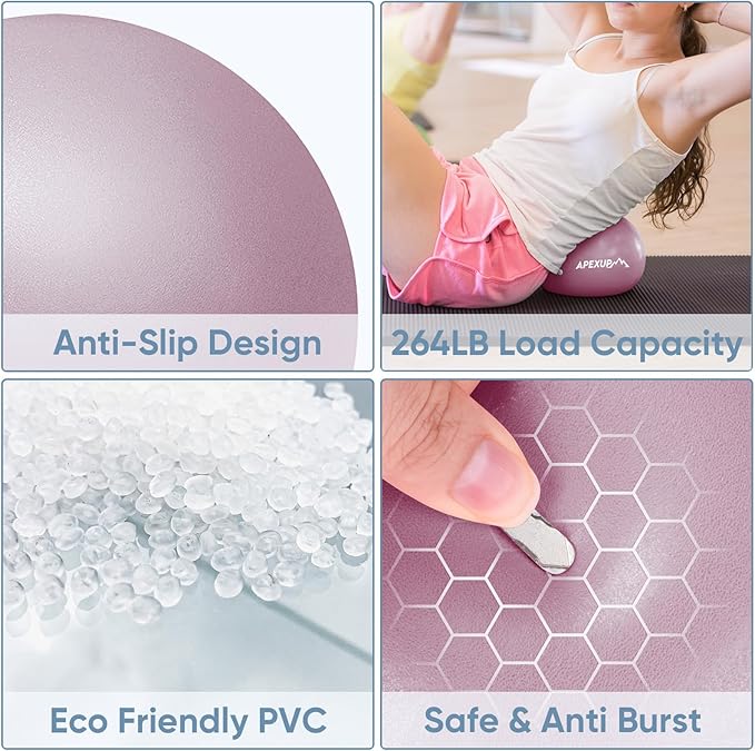 APEXUP Yoga & Pilates Ball - Anti Slip Heavy Duty Gym Ball for Fitness, Balance & Core Workout