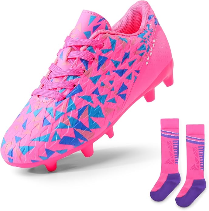 DREAM PAIRS Boys Girls Soccer Cleats Youth Firm Groud Athletic Outdoor Trainning Football Shoes for Little/Big Kid