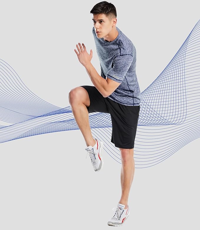 Zengjo Athletic Shirts for Men Short Sleeve Quick Dry Workout Running Gym Sport Exercise Tee Moisture Wicking