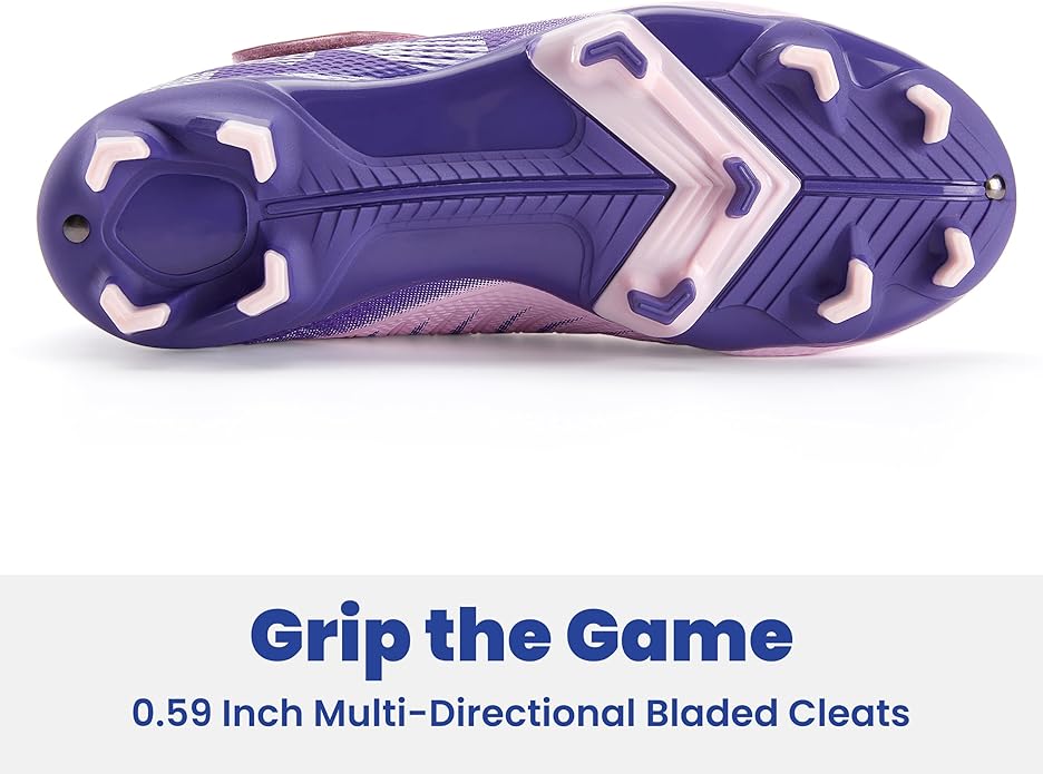 PATPAT Kids Soccer Cleats – Outdoor Firm Ground and Turf Football Training Shoes for Little Big Boys and Girls, Sizes 10-6
