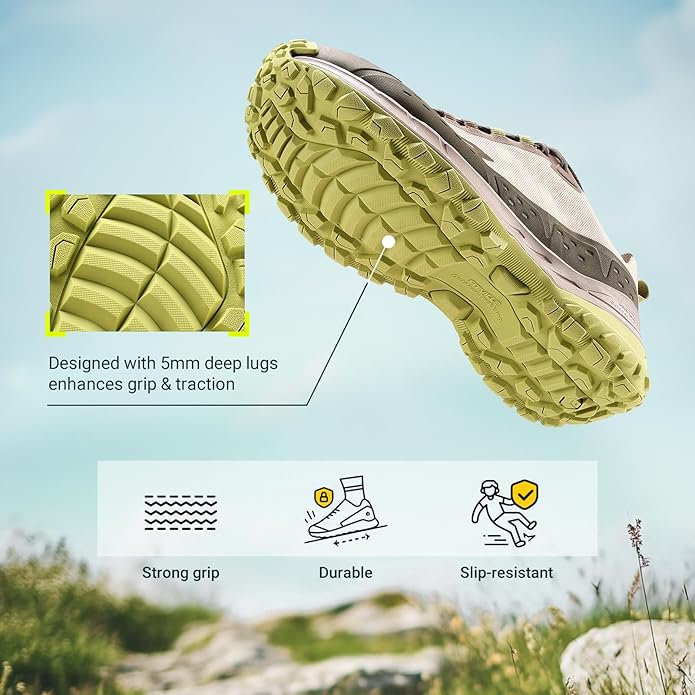 FitVille Men Waterproof Hiking Shoes Extra Wide Walking Shoes Slip-Resistant Trekking Trainers All-Terrain Quick Lace Sneakers for Travel, Camping, Running