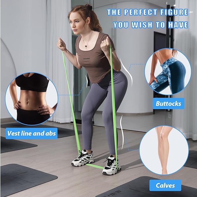 Resistance Bands for Working Out, Physical Therapy Bands, Latex Free Elastic and Exercise Bands Set for Stretching, Suitable for Rehab, Yoga, Pilates, Gym, Home Exercise