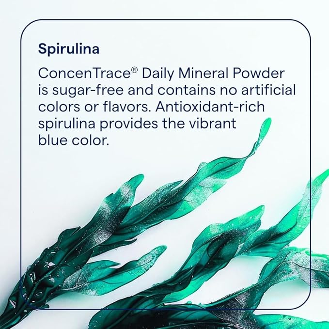 Trace Minerals ConcenTrace Daily Mineral Powder 60 Servings - 700mg of ConcenTrace per Serving (About 15 Drops) Full Spectrum for Whole Body Wellness- Blue Raspberry Flavor