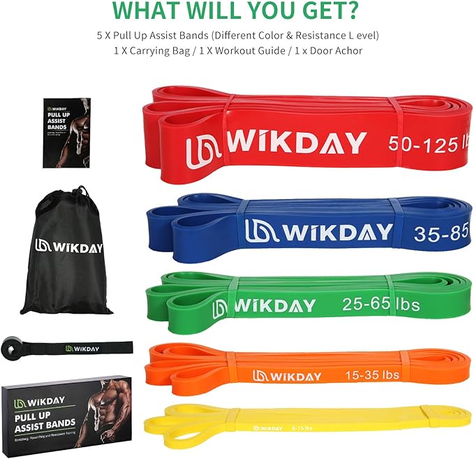 Resistance Bands, Pull Up Bands, Workout Bands for Exercise, Thick Heavy Resistance Band Set with Door Anchor, Elastic Bands for Body Stretching, Crossfit Training at Home/Gym Men & Women Women