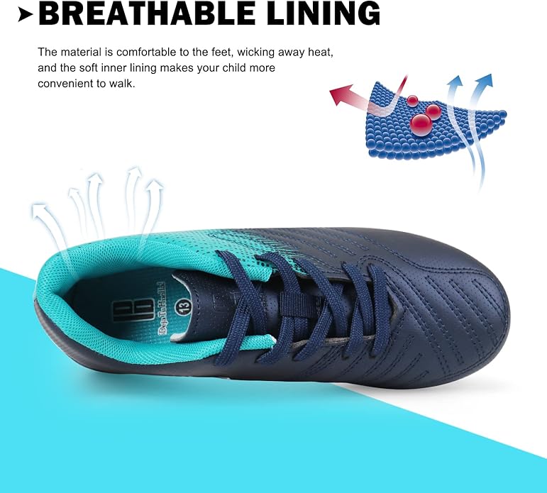 brooman Kids Soccer Cleats Boys Girls Athletic Outdoor Football Shoes