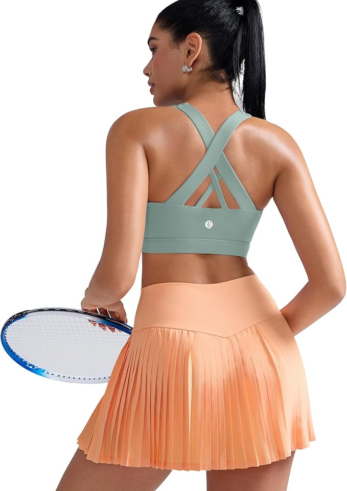 RUNNING GIRL Sports Bra for Women, Criss-Cross Back Padded Strappy Sports Bras Medium Support Yoga Bra with Removable Cups