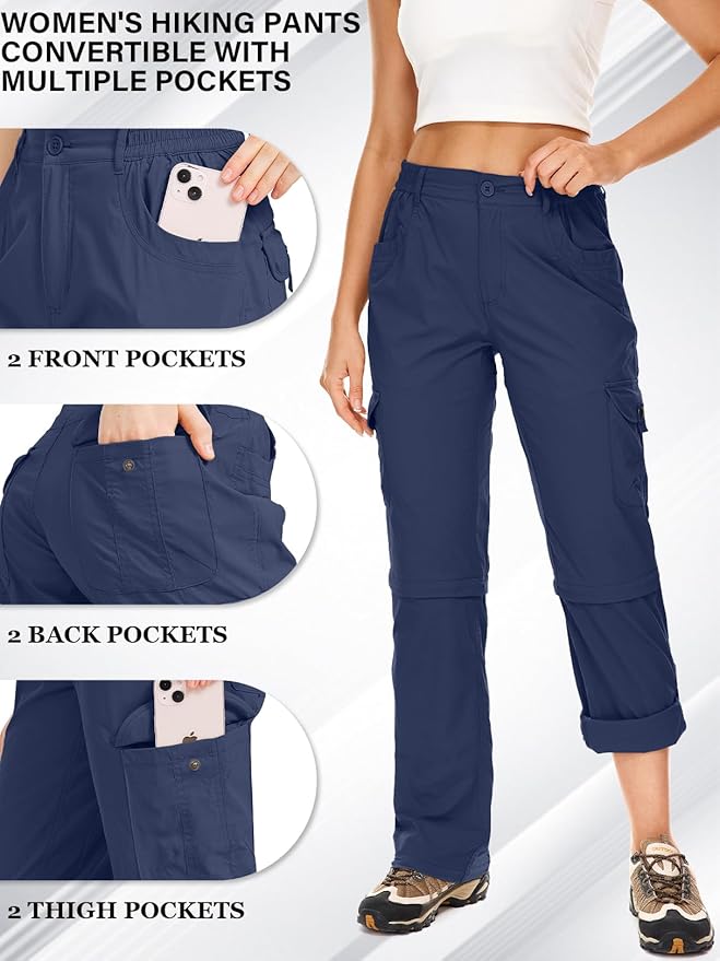 Women's Hiking Pants Convertible Quick Dry Lightweight Zip Off Fishing Travel Safari Pants
