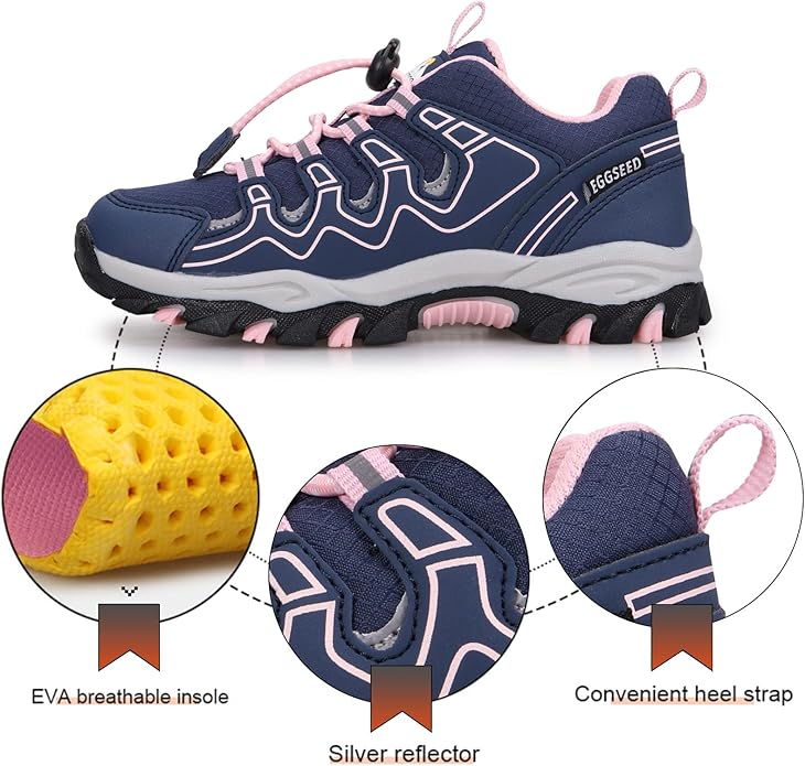 Boys Girls Hiking Trail Shoes Waterproof Slip Resistant Outdoor Trekking Walking Running Sneakers(Little/Big Kids)