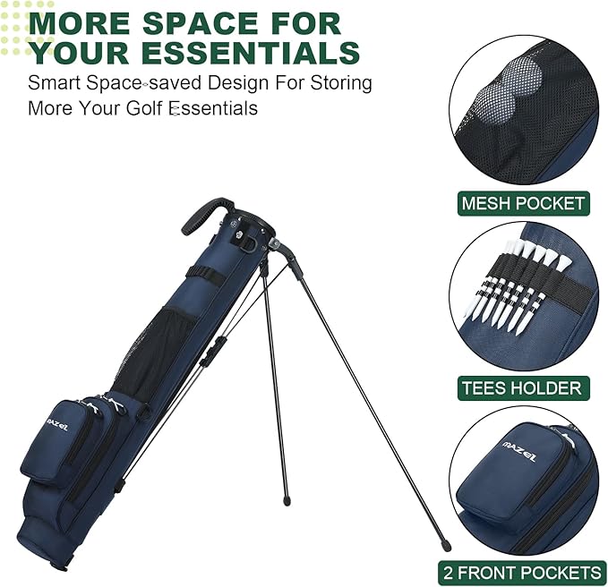 MAZEL Lightweight Golf Bag for Men – Easy to Carry Golf Clubs Bag with Shoulder Strap,Pitch n Putt Golf Stand Bag for Driving Range,Par 3 and Executive Courses - Fit Up to 8 Clubs