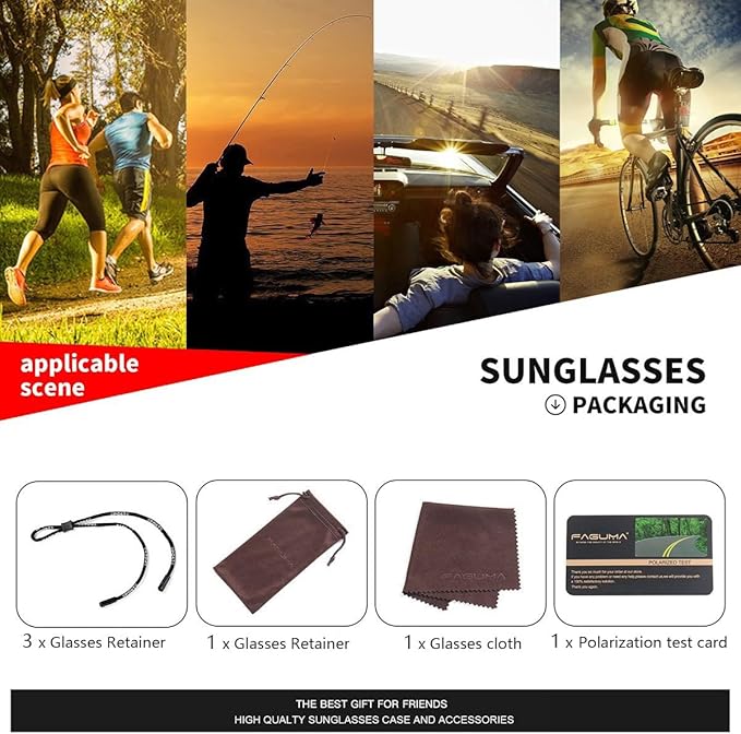 FAGUMA Sports Polarized Sunglasses For Men Cycling Driving Fishing UV400 Protection