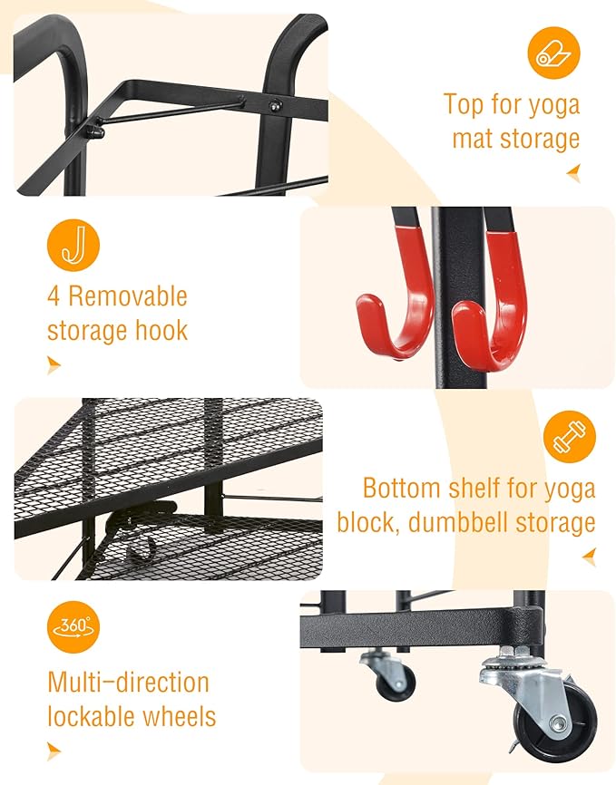 PLKOW Weight Rack for Dumbbells, Home Gym Storage for Dumbbells Yoga Mat Kettlebells, Yoga Mat Storage Rack for Garage, Home Gym