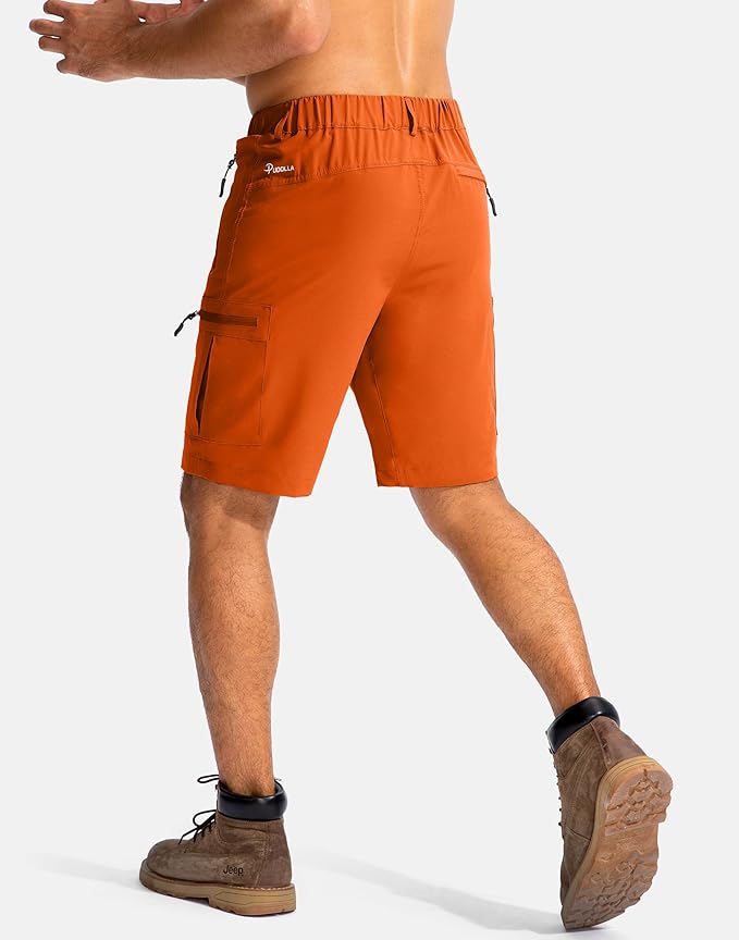 Pudolla Men's Hiking Cargo Shorts 9" Lightweight Outdoor Work Shorts for Men Travel Golf Camping Casual with 5 Zipper Pockets