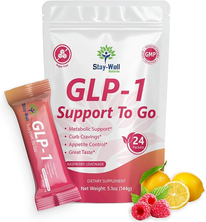 GLP-1 Supplement | Natural GLP-1 Production | GLP 1 Booster Drink Mix to Control Appetite and Cravings | Great Tasting Metabolic Support - Yerba Mate, Garcinia Cambogia, Berberine [Raspberry Lemonade]