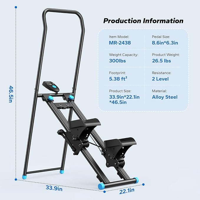 MERACH Stair Stepper for Home Gym Exercise, New Version Vertical Climber Machine for Full-Body Workout, Compact Folding Cardio Exercise Climber with Extended Step Range, Adjustable Handlebar & Pedals