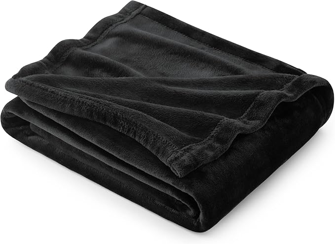 Bedsure Fleece Throw Blanket for Couch Black - Lightweight Plush Fuzzy Cozy Soft Blankets and Throws for Sofa, 50x60 inches