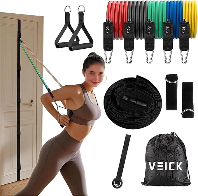 VEICK Resistance Bands, Exercise Bands, Workout Bands, Resistance Bands for Working Out with Handles for Men and Women, Exercising Bands for Fitness Weights Work Out at Home