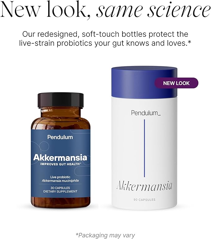 Pendulum Akkermansia Probiotic with Prebiotic Fiber - Delayed Release Capsules, Third-Party Tested, Authentic 100M AFU Live Strain for Gut Health & GLP-1 Support for Men & Women (90 Capsules, 1-Pack)