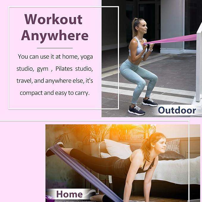 Resistance Bands for Working Out, Physical Therapy Bands, Latex Free Elastic and Exercise Bands Set for Stretching, Suitable for Rehab, Yoga, Pilates, Gym, Home Exercise