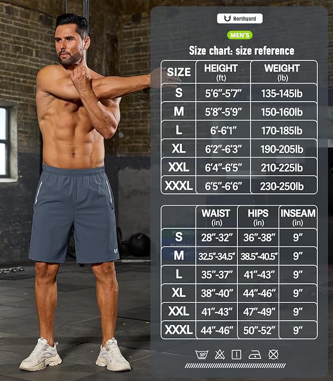 NORTHYARD Men's Running Athletic Shorts 5"/ 7"/ 9" Workout Gym Short Tennis Quick Dry Active Sport Hiking Basketball