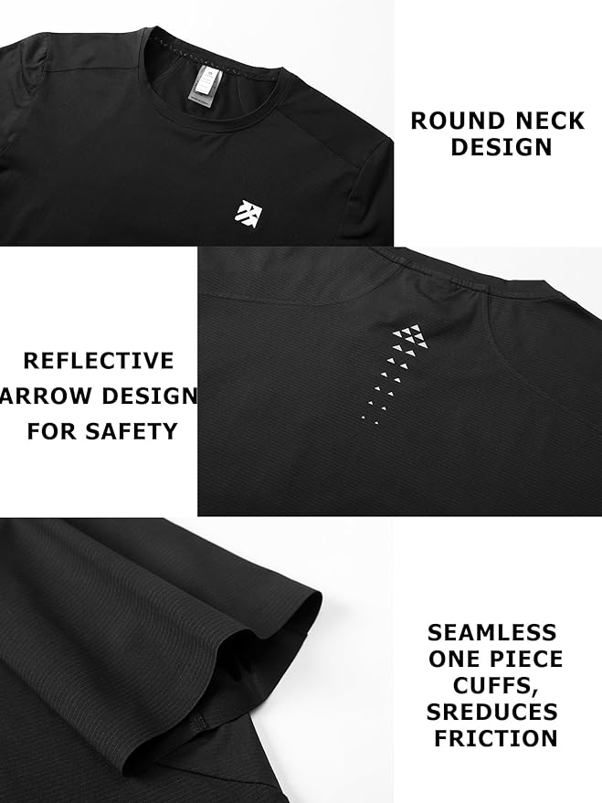 Mens Seamless Workout T-Shirts Lightweight Moisture Wicking Running Hiking Camping Tennis Pickleball Shirts for Men