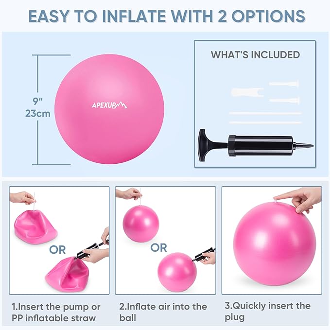 APEXUP Yoga & Pilates Ball - Anti Slip Heavy Duty Gym Ball for Fitness, Balance & Core Workout
