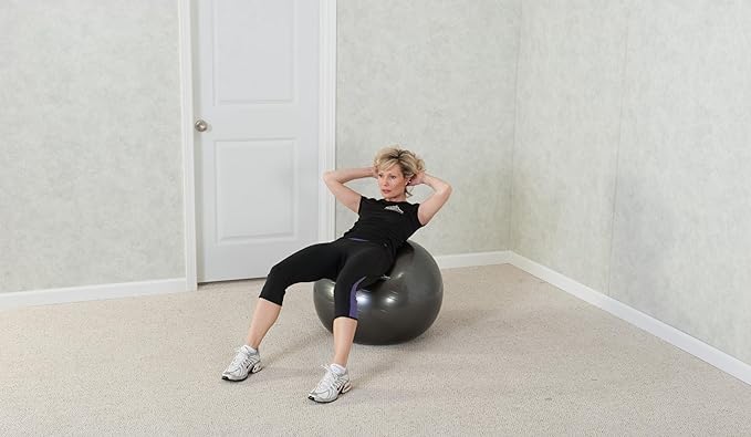 Black Mountain Products Professional Grade Exercise Stability Yoga Ball, Foot Pump, Ball Plug, Plug Puller, 2000 Pounds Static Weight Capacity Antiburst