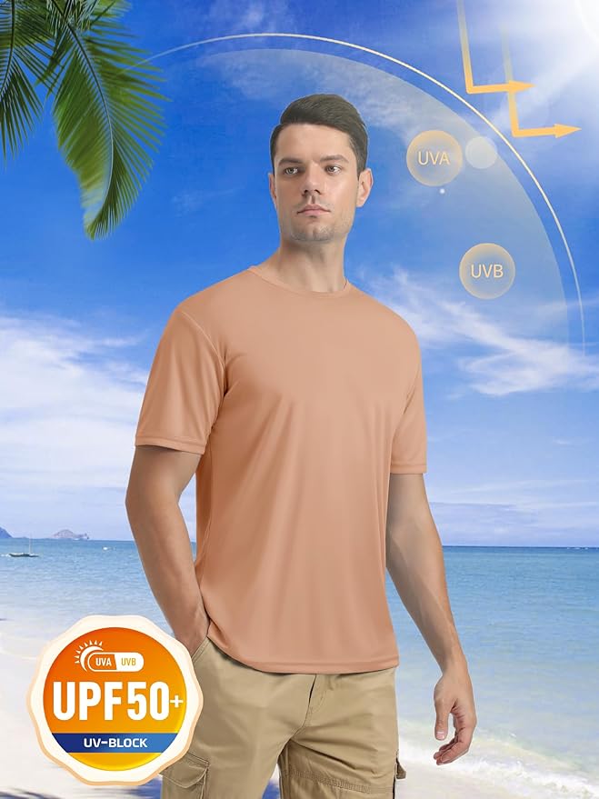 MAGCOMSEN Men's Short Sleeve UPF 50+ T-Shirt Quick Dry Rash Guard Athletic Running Swim Top Tee Performance Water Shirts