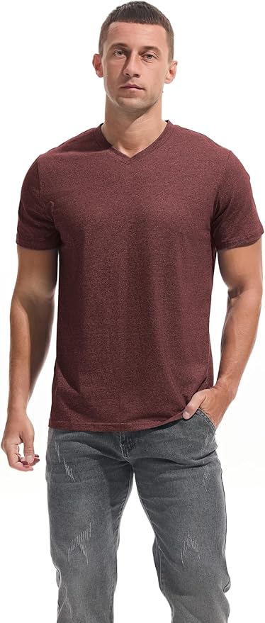 VEIISAR Premium V Neck T Shirts for Men - Modern Fitted Tees Vneck Undershirts