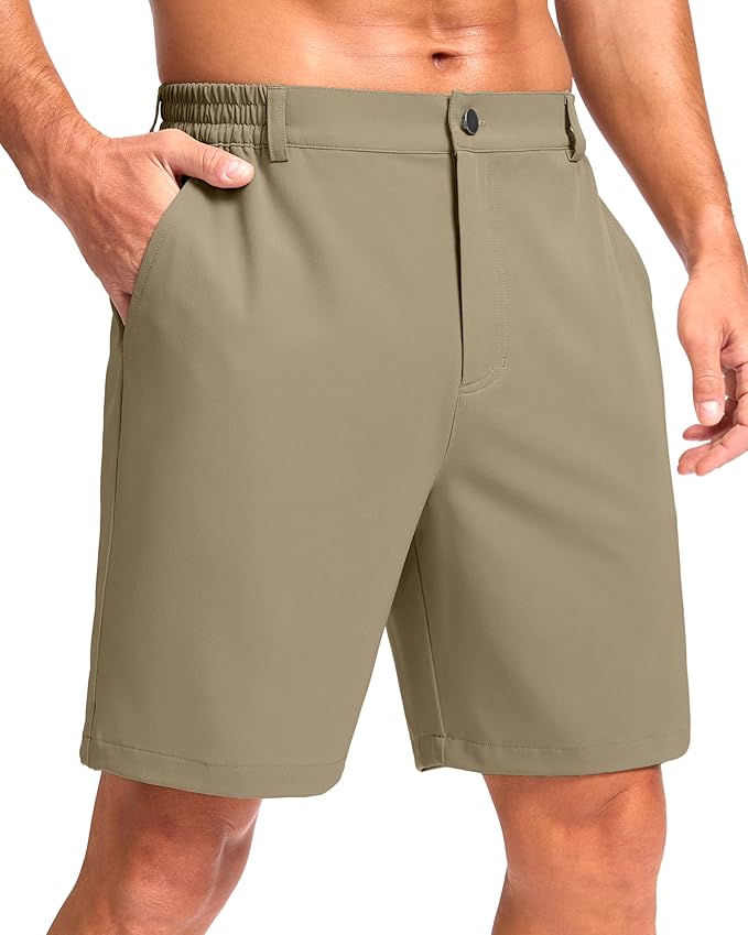 Pudolla Men's Casual Shorts 7"/9" Lightweight Golf Shorts with 3 Pockets Stretch Quick Dry Comfy Work Shorts