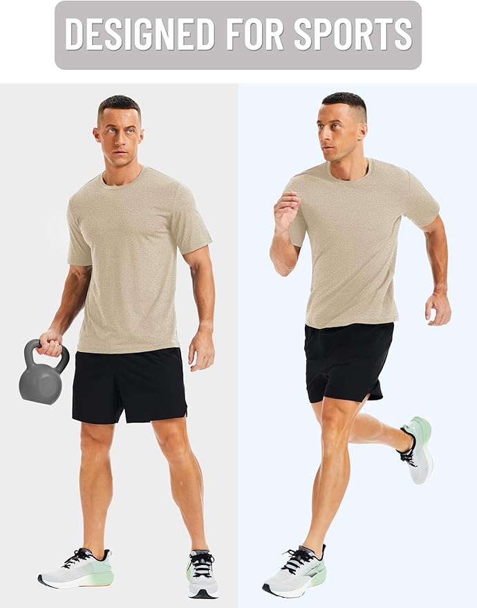 MAGCOMSEN Men's Dry Fit Workout Shirts Short Sleeve Tee Shirts Moisture Wicking Athletic Running Performence Tshirts