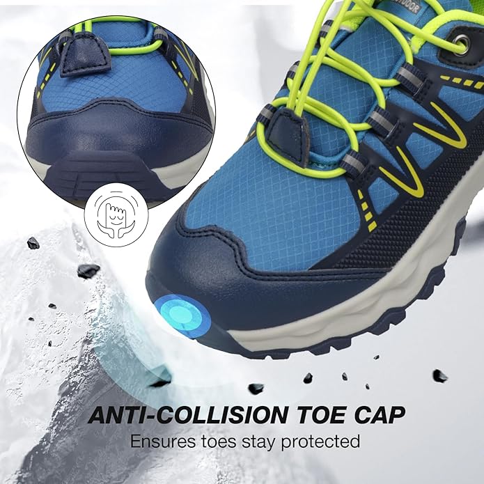 UOVO Boys Girls Hiking Shoes Kids Waterproof Running Trail Fashion Sneakers Breathable Lightweight Non-Slip Outdoor Walking Sports Shoe(Little/Big Kids)