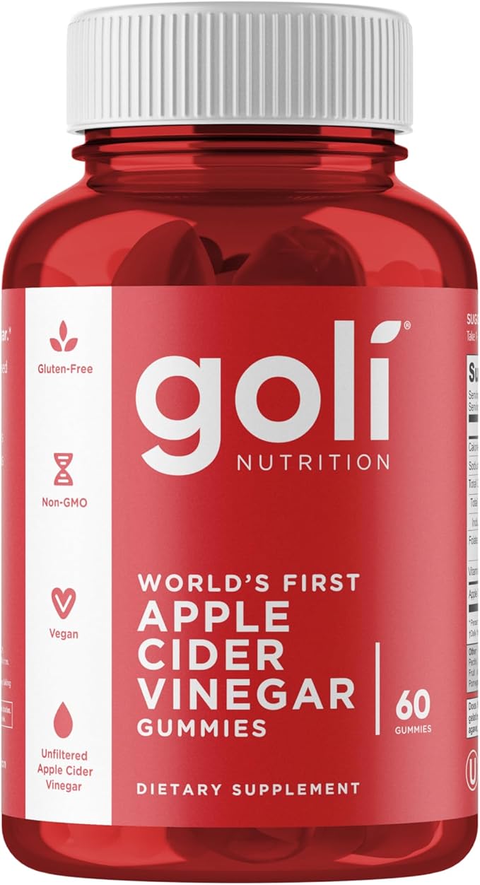 Goli Apple Cider Vinegar Gummy Vitamins - 60 Count - Vitamin B12, Gelatin-Free, Gluten-Free, Vegan & Non-GMO