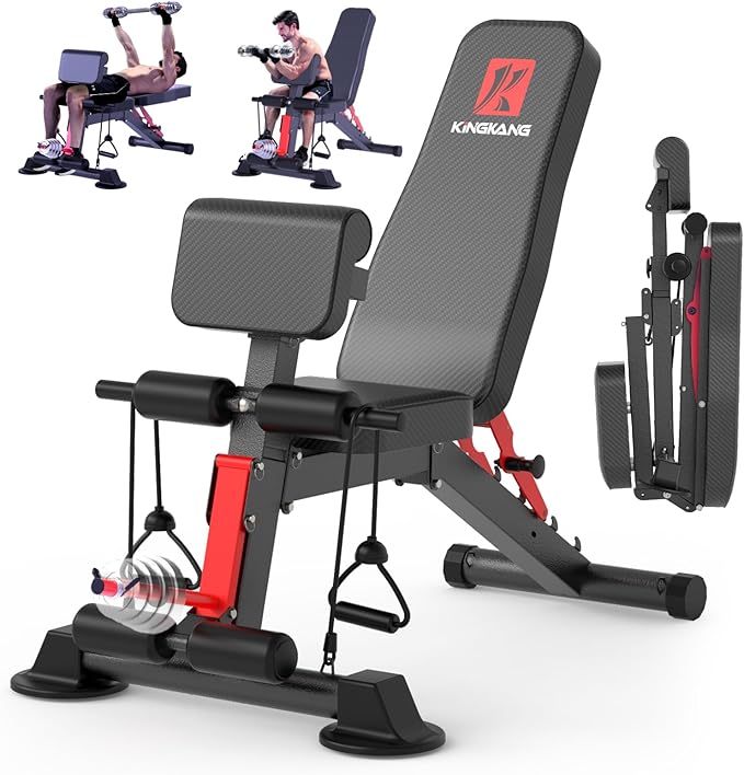 Adjustable Weight Bench,Utility Workout Bench Foldable Incline Decline Benches for Home Gym Full Body Workout,Load 600LBS