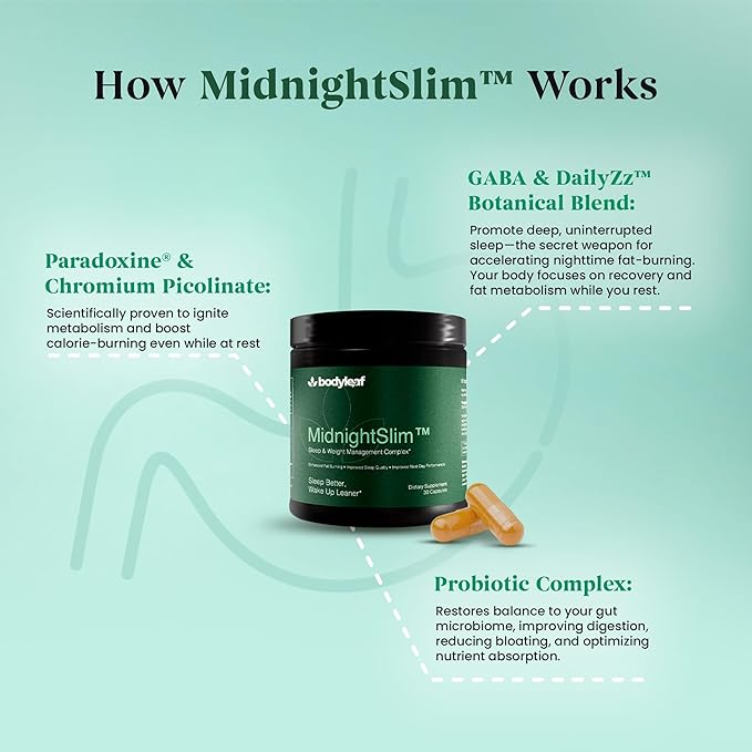 MidnightSlim™ | Advanced Nighttime Weight Management | Maximum Strength Metabolism Support, Digestive Health, Peaceful Sleep | Premium Probiotic Complex | 30 Capsules