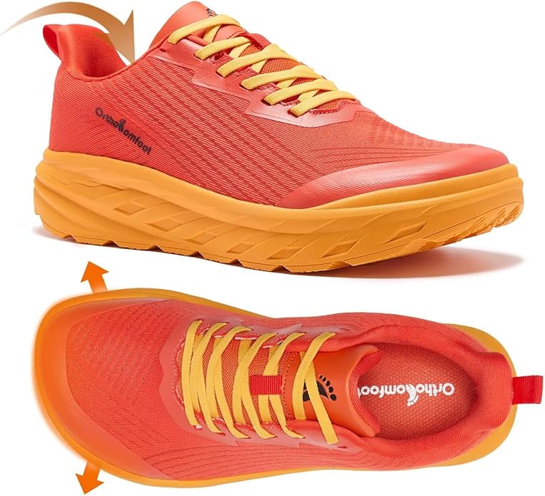 OrthoComfoot Orthopedic Diabetic Men's Wide Shoes: Comfortable Arch Support Running Sneakers, Plantar Fasciitis Wide Toe Box Work Tennis Outdoor Walking Shoes for Swollen Feet, Heel Pain