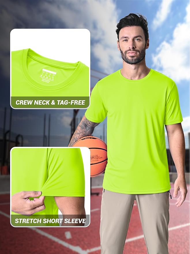 MAGCOMSEN Men's Short Sleeve UPF 50+ T-Shirt Quick Dry Rash Guard Athletic Running Swim Top Tee Performance Water Shirts