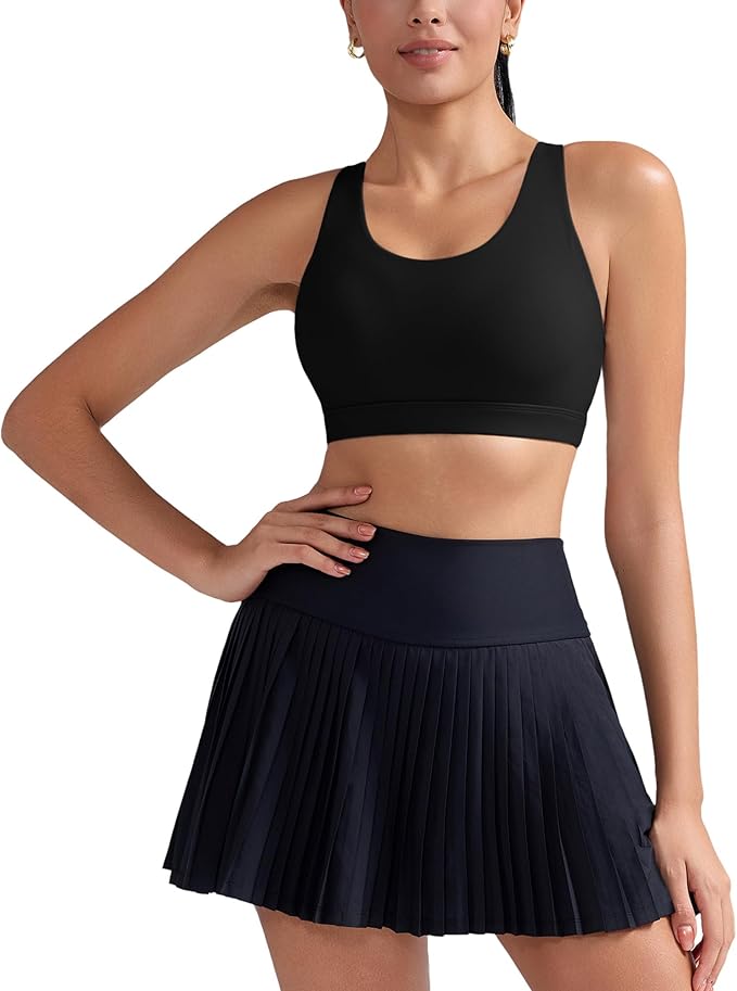 RUNNING GIRL Sports Bra for Women, Criss-Cross Back Padded Strappy Sports Bras Medium Support Yoga Bra with Removable Cups