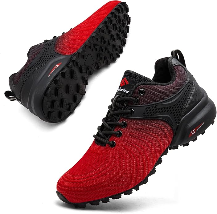 Men's Trail Running Shoes Lightweight Breathable Walking Hiking Sneakers Outdoor Athletic Tennis Cross Training Shoes