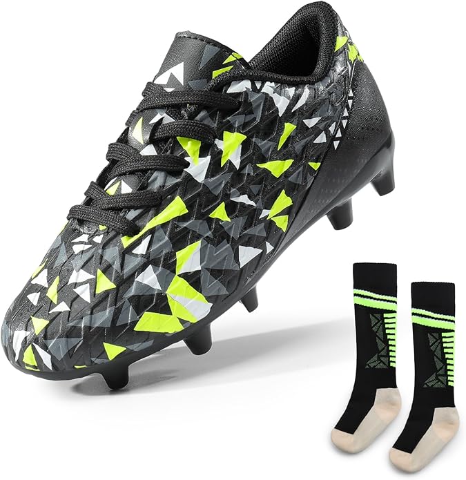 DREAM PAIRS Boys Girls Soccer Cleats Youth Firm Groud Athletic Outdoor Trainning Football Shoes for Little/Big Kid