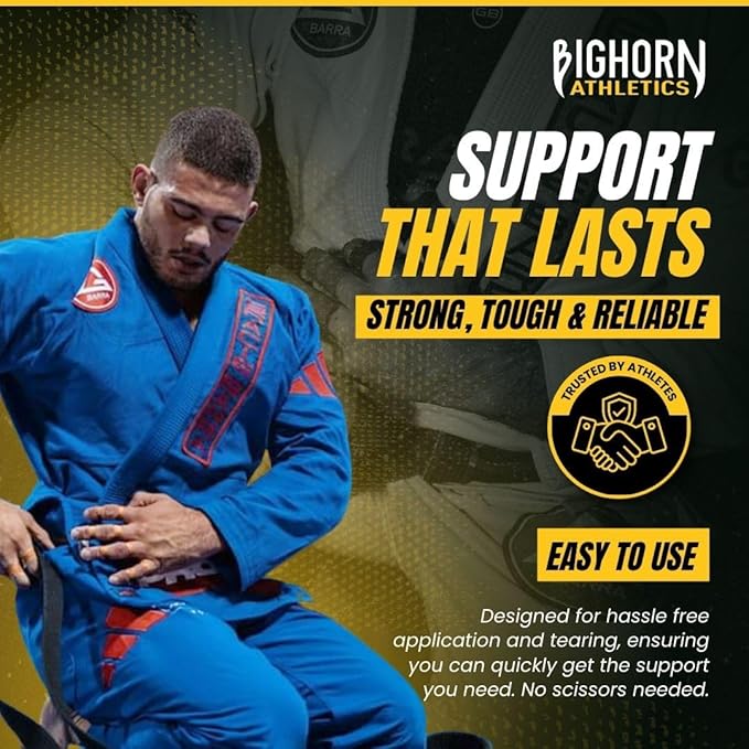Bighorn Athletics Jiu Jitsu Finger Tape, Rock Climbing Tape | Multipurpose for Sports & Injuries: MMA, Volleyball, Football, Basketball, Tennis, Golf, Hands & Toes, 0.5-Inch x 45-feet, 8-Rolls, Nude