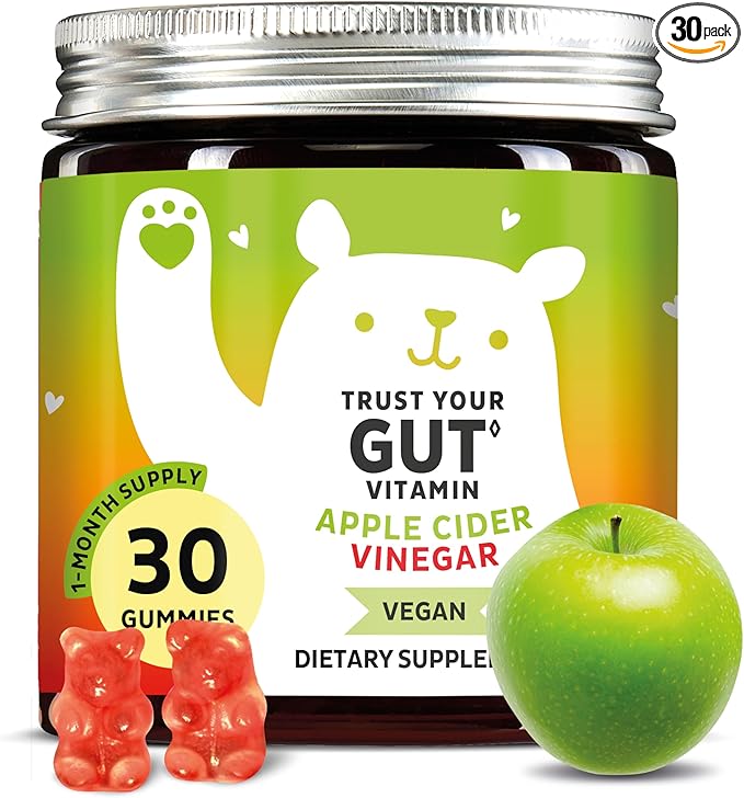 Apple Cider Vinegar Gummy Bears - Metabolism Booster Complex with Vitamin B6, B12, Iodine, Folic Acid - Well-Being & detoxification - Vegan - Balanced Gut (30 Gummies)