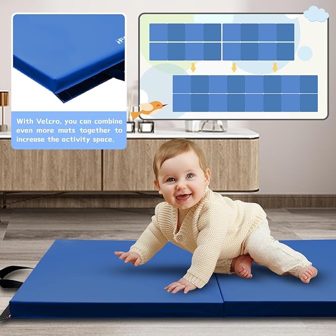 RitFit Upgraded Folding Exercise Mat, 2 Inch Thick Gymnastics Mat 3’x6’,4’x8’,4x10’,2'x8' with Carrying Handles for Yoga, MMA, Stretching, Core Workouts and Home Gym Protective Flooring